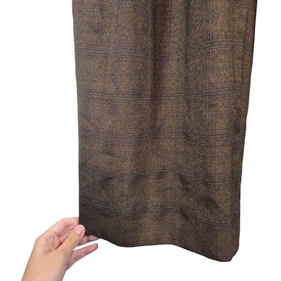 Banana Republic Vasto Wide-Leg Italian Wool Pant Plaid Brown Business Preppy 0 - Picture 10 of 14